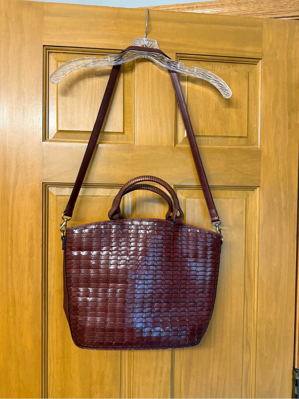 Vintage Fossil Woven Leather Satchel
